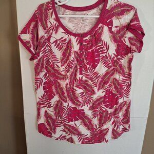 Women's Within Maroon Feathr Crew neck top Size 14/16 M short Sleeves